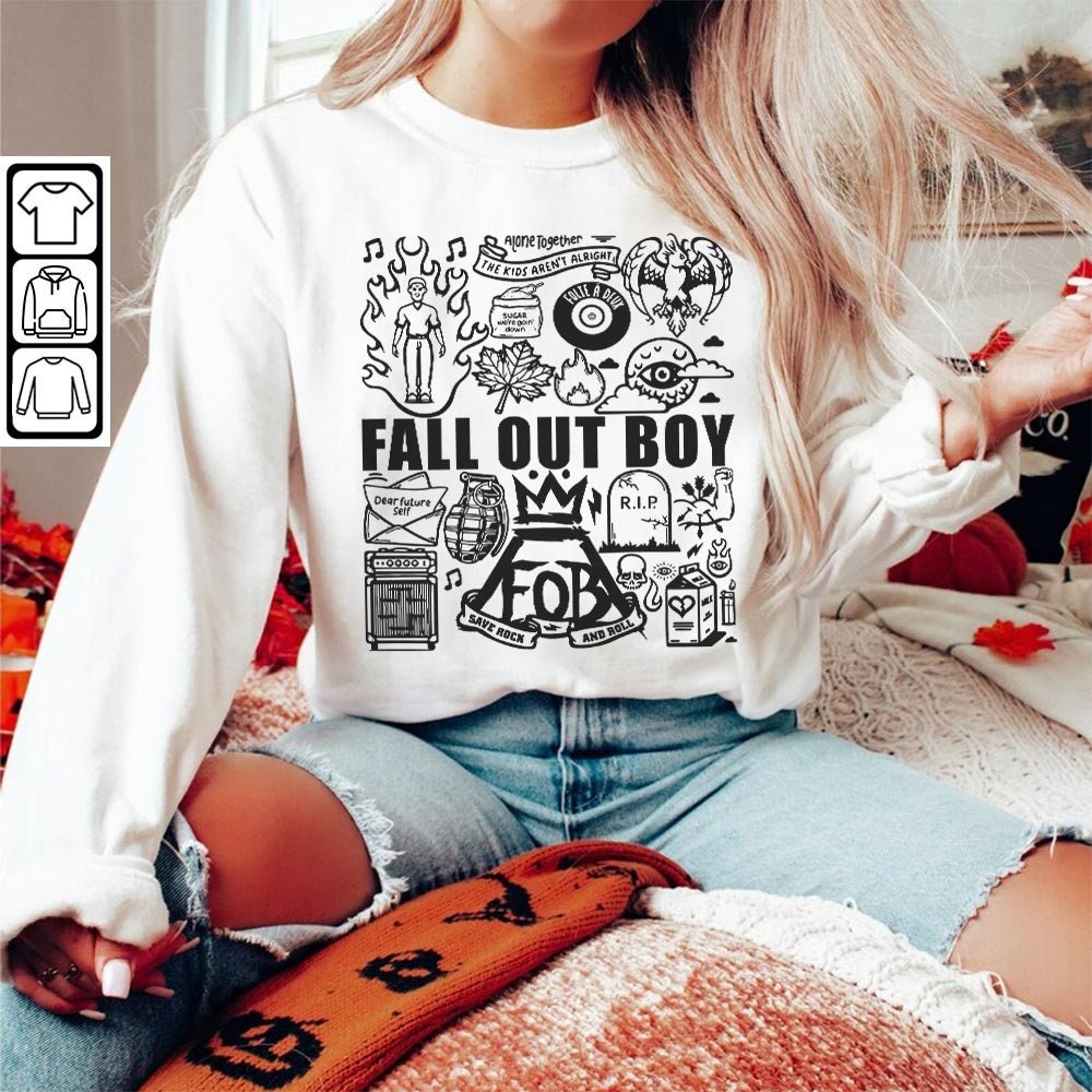 Fall Out Boy Doodle Art Shirt, Vintage Fall Out Boy Lyrics Merch Tee Sweatshirt Hoodie, Retro Fall Out Boy Tattoo Tour 2023 DA0605DT - 5.jpg