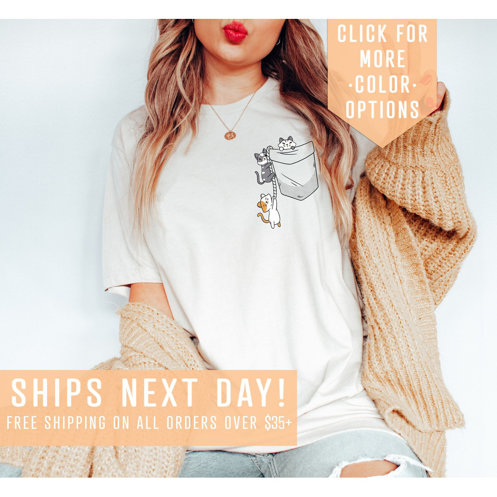 Cats In Pocket Shirt Gift For Cat Moms, Cat lover Shirt Gift, Cat Tee, Cat Aesthetic Tee, Cat Owner Shirt, Cute Cat Clothing, Pet Lover Tee - 1.jpg