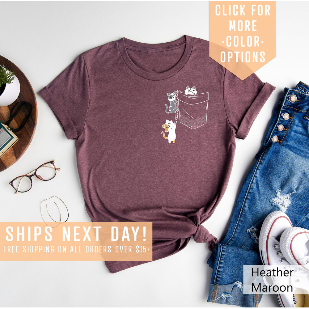 Cats In Pocket Shirt Gift For Cat Moms, Cat lover Shirt Gift, Cat Tee, Cat Aesthetic Tee, Cat Owner Shirt, Cute Cat Clothing, Pet Lover Tee - 2.jpg