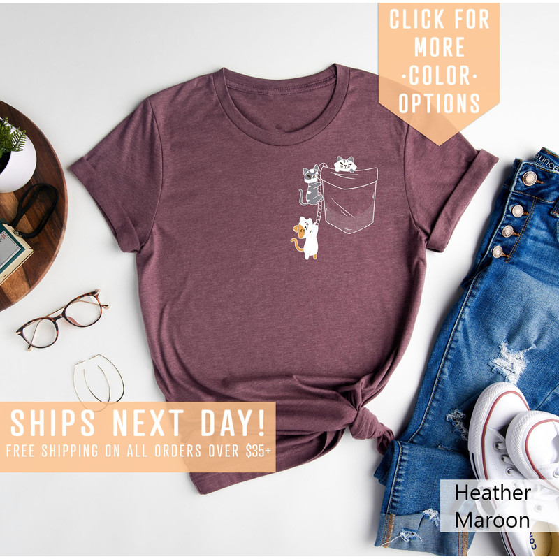 Cats In Pocket Shirt Gift For Cat Moms, Cat lover Shirt Gift, Cat Tee, Cat Aesthetic Tee, Cat Owner Shirt, Cute Cat Clothing, Pet Lover Tee - 2.jpg