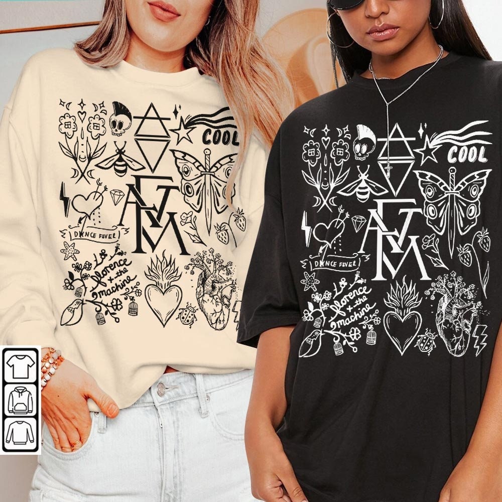 Florence And The Machine Doodle Art Shirt, Vintage Florence And The Machine Album Lyrics Art Tattoo Sweatshirt Hoodie Tour 2023 DA3005DT - 2.jpg