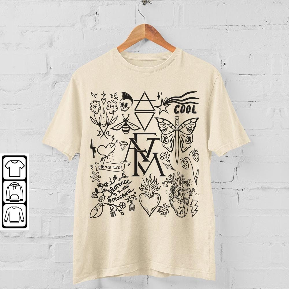 Florence And The Machine Doodle Art Shirt, Vintage Florence And The Machine Album Lyrics Art Tattoo Sweatshirt Hoodie Tour 2023 DA3005DT - 4.jpg