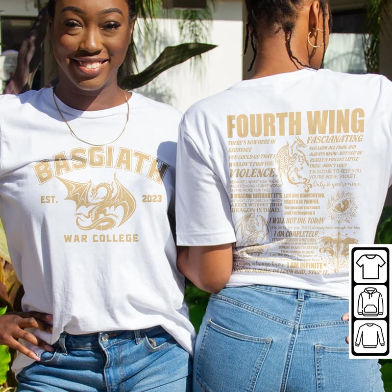 Fourth Wing Dragon Rider Doodle Art Shirt, 2 Side Retro Fourth Wing Dragon Rider Basgiath War College Book Art Sweatshirt Tattoo V1 DA86DT - 4.jpg