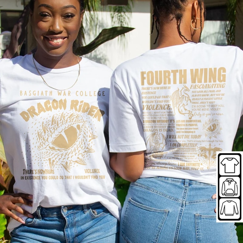 Fourth Wing Dragon Rider Doodle Art Shirt, 2 Side Retro Fourth Wing Dragon Rider Basgiath War College Book Art Sweatshirt Tattoo V2 DA86DT - 4.jpg