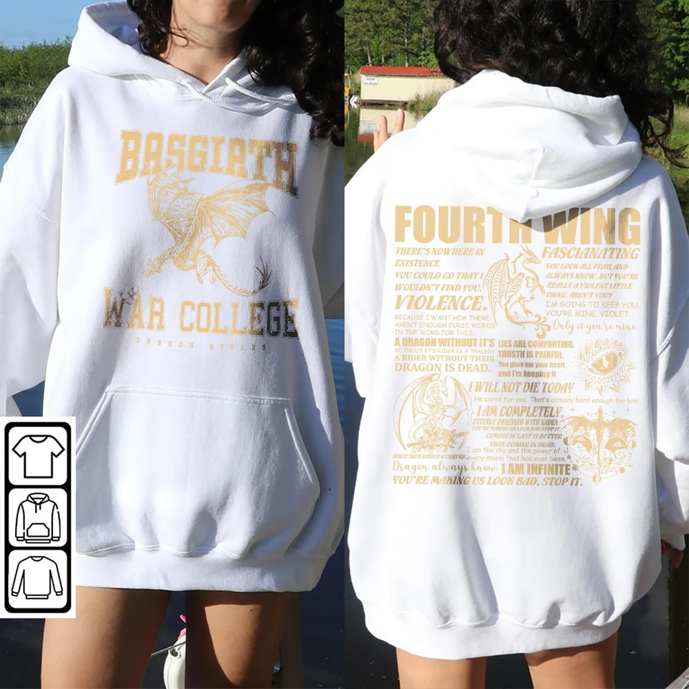 Fourth Wing Dragon Rider Doodle Art Shirt, 2 Side Retro Fourth Wing Dragon Rider Books Art Sweatshirt Tattoo DA86DT - 3.jpg