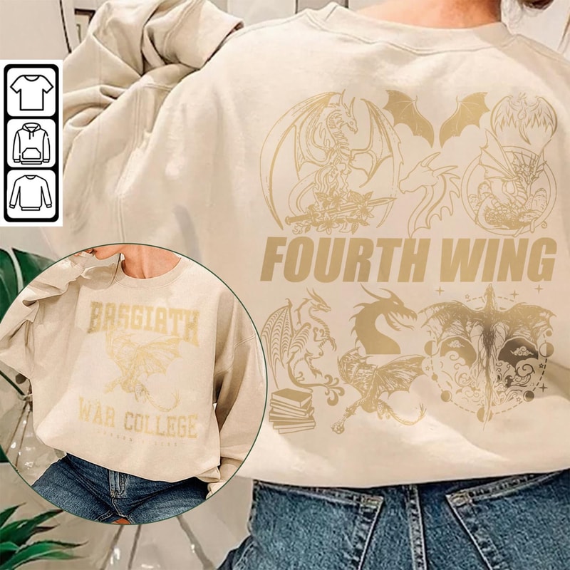 Fourth Wing Dragon Rider Doodle Art Shirt, 2 Side Retro Fourth Wing Dragon Rider Books Art Sweatshirt Tattoo V1 DA86DT - 2.jpg
