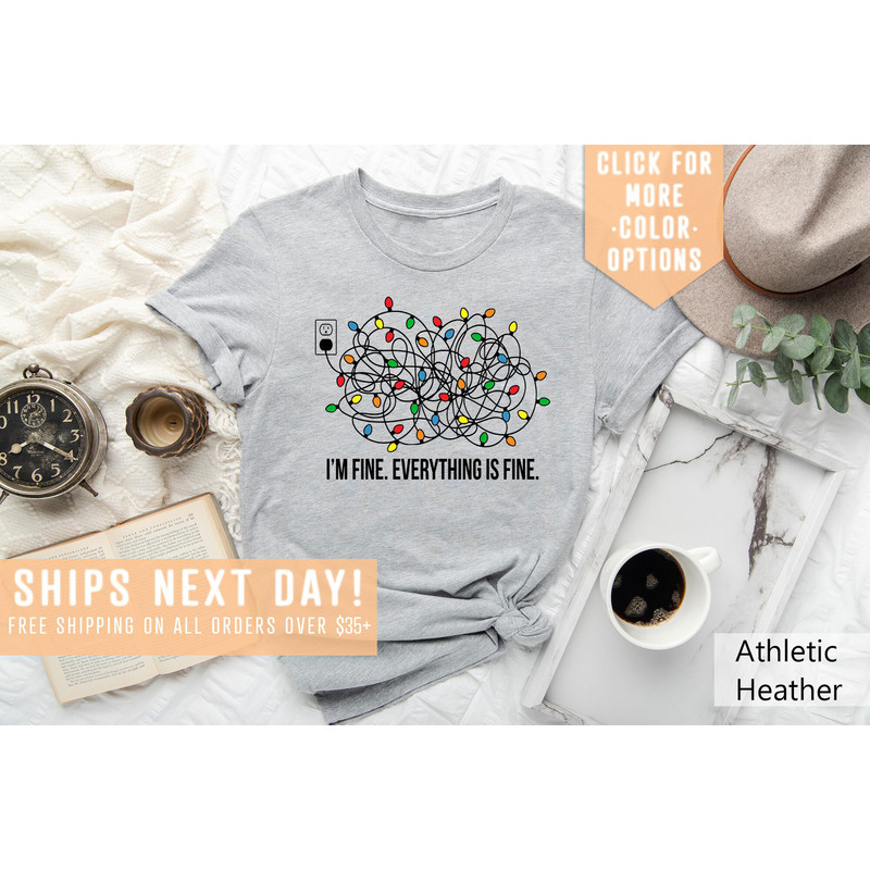 I'm Fine Everything Is Fine Shirt Gift For Introverts, Anxiety Shirt Gift For Christmas, Christmas Light Apparel, Mental Health Sweatshirt - 2.jpg