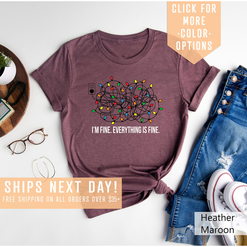I'm Fine Everything Is Fine Shirt Gift For Introverts, Anxiety Shirt Gift For Christmas, Christmas Light Apparel, Mental Health Sweatshirt - 3.jpg
