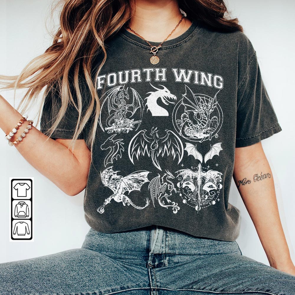 Fourth Wing Dragon Rider Doodle Art Shirt, Retro Fourth Wing Dragon Rider Book Art Sweatshirt Hoodie Tattoo DA0806DT - 1.jpg