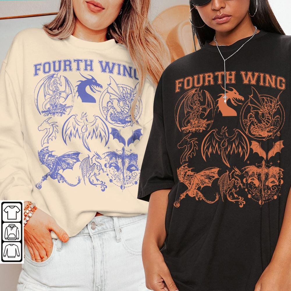 Fourth Wing Dragon Rider Doodle Art Shirt, Retro Fourth Wing Dragon Rider Book Art Sweatshirt Hoodie Tattoo V1 DA0806DT - 1.jpg