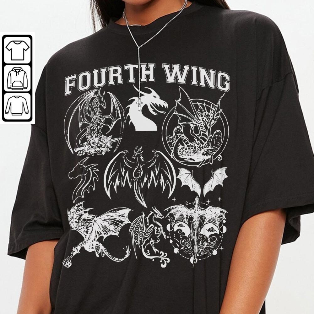 Fourth Wing Dragon Rider Doodle Art Shirt, Retro Fourth Wing Dragon Rider Book Art Sweatshirt Hoodie Tattoo DA0806DT - 3.jpg