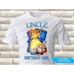 beauty and the beast uncle of the birthday girl iron on transfer, beauty and the beast iron on transfer, belle iron on t