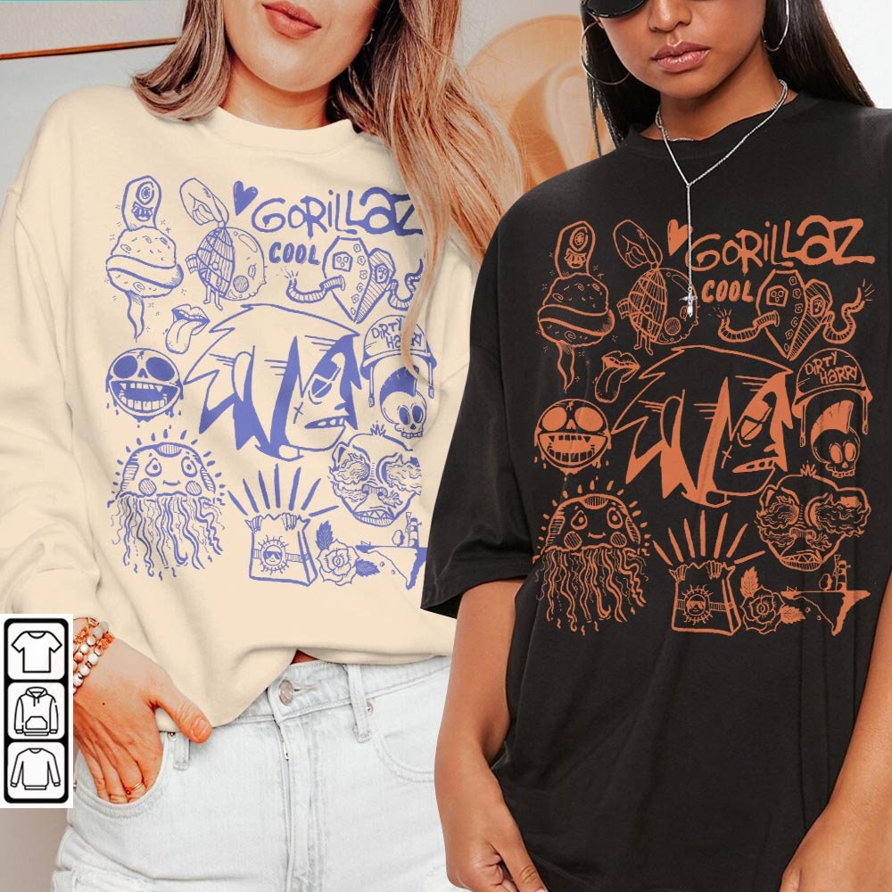 Gorillaz Doodle Art Shirt, Vintage Gorillaz Merch Tee Graphic Albums Lyric Art Sweatshirt, Retro Gorillaz Tour 2023 DA1506DT V1 - 1.jpg