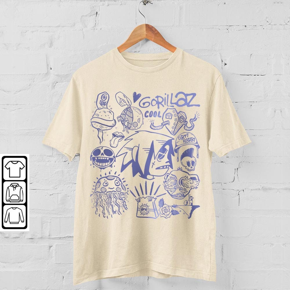 Gorillaz Doodle Art Shirt, Vintage Gorillaz Merch Tee Graphic Albums Lyric Art Sweatshirt, Retro Gorillaz Tour 2023 DA1506DT V1 - 4.jpg
