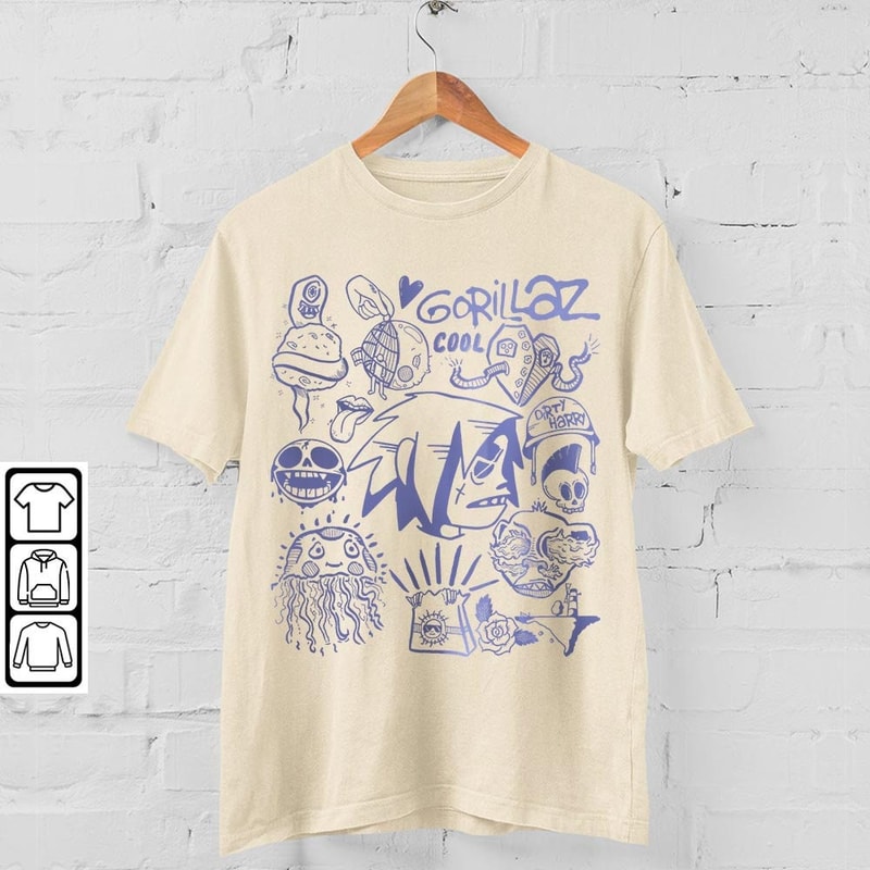 Gorillaz Doodle Art Shirt, Vintage Gorillaz Merch Tee Graphic Albums Lyric Art Sweatshirt, Retro Gorillaz Tour 2023 DA1506DT V1 - 4.jpg