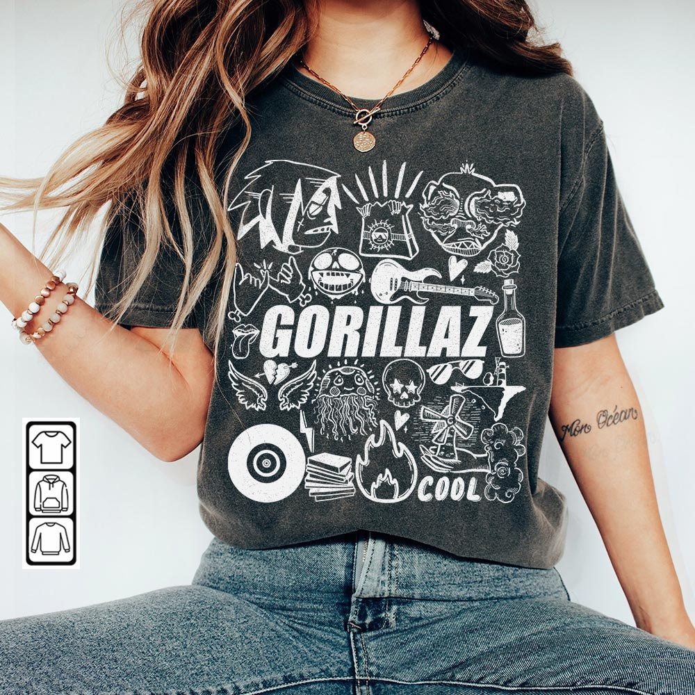 Gorillaz Doodle Art Shirt, Vintage Gorillaz Merch Tee Graphic Albums Lyric Arts Sweatshirt, Retro Gorillaz Tour 2023 DA1506DT - 1.jpg