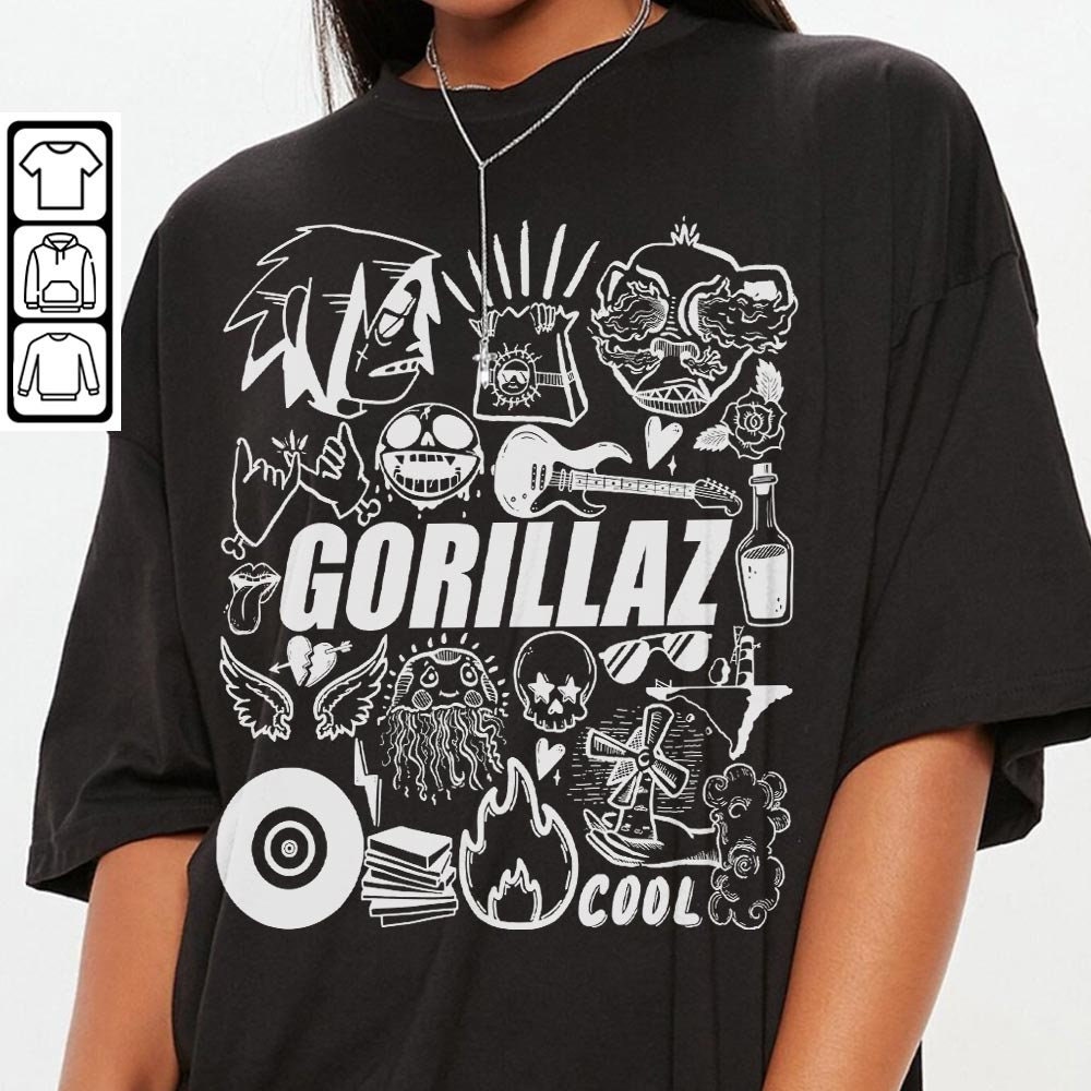 Gorillaz Doodle Art Shirt, Vintage Gorillaz Merch Tee Graphic Albums Lyric Arts Sweatshirt, Retro Gorillaz Tour 2023 DA1506DT - 3.jpg