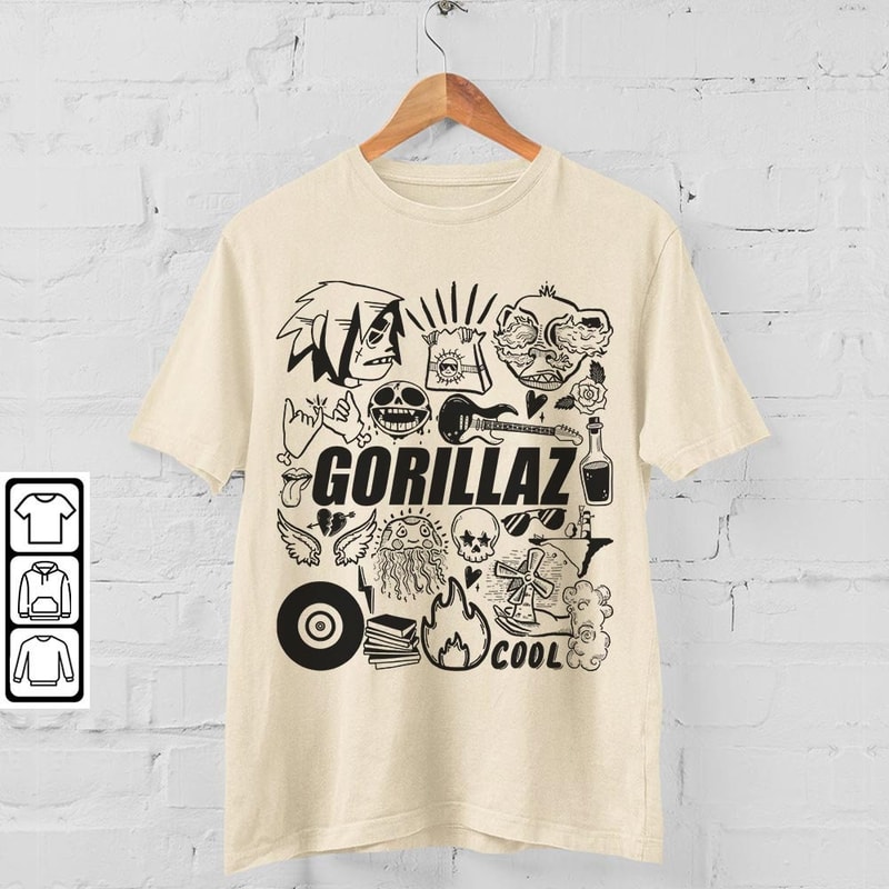 Gorillaz Doodle Art Shirt, Vintage Gorillaz Merch Tee Graphic Albums Lyric Arts Sweatshirt, Retro Gorillaz Tour 2023 DA1506DT - 4.jpg