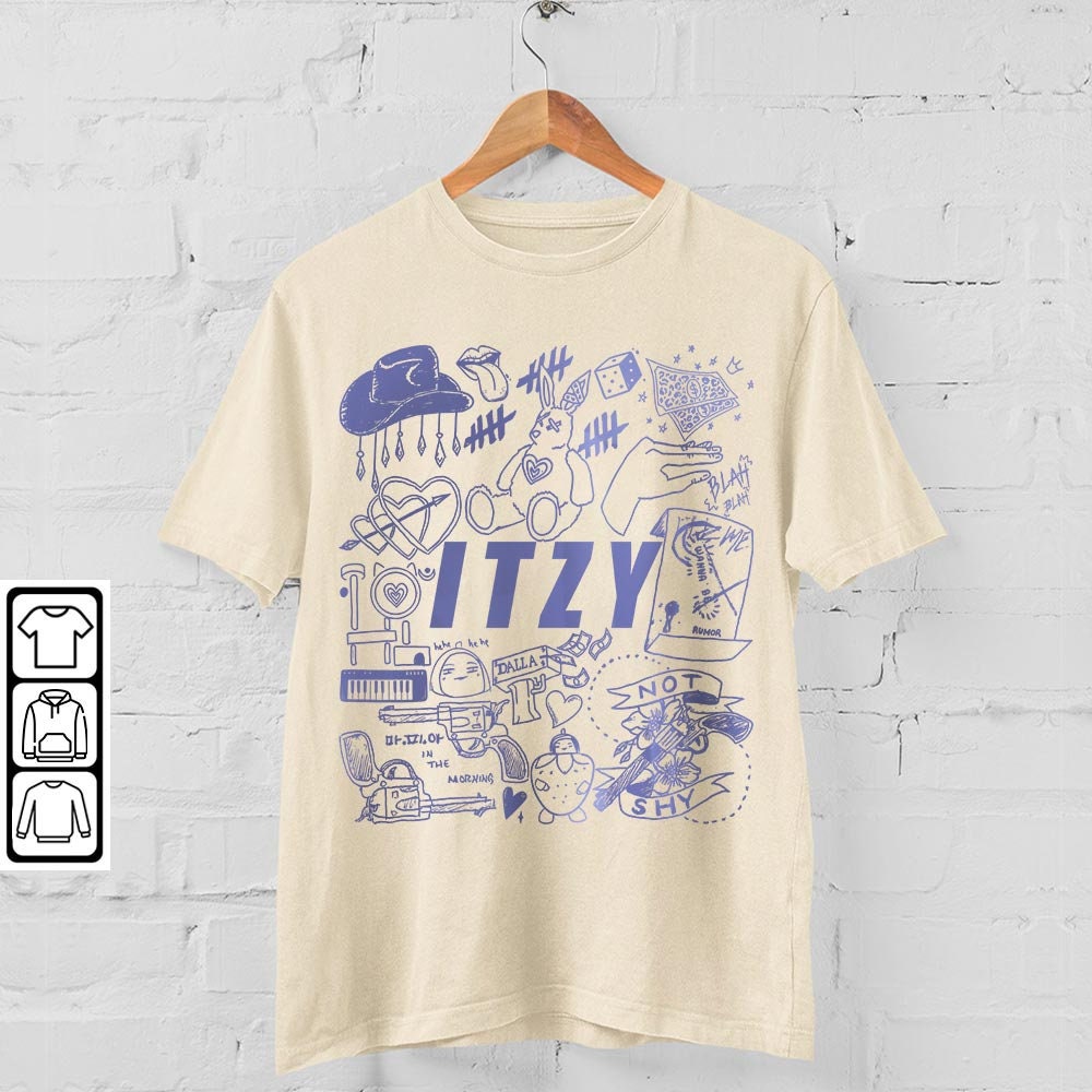 Itzy Kpop Doodle Art Shirt, Vintage Itzy Merch Tee Checkmate Album Lyric Tattoo Art, Retro Itzy Tour 2023 DA2606DT V1 - 4.jpg