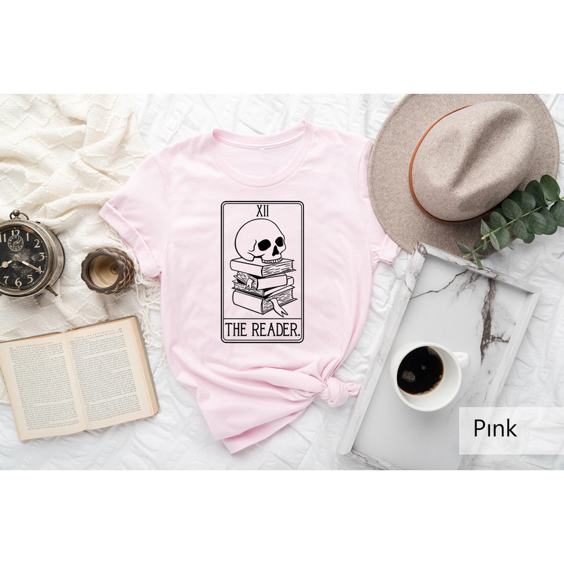 The Reader Shirt Gift For Spiritual People, Mystical Librarian Gift, Reading Skull Shirt, Bookworm Tshirt, Tarot Card Shirt, Witchy Clothing - 4.jpg