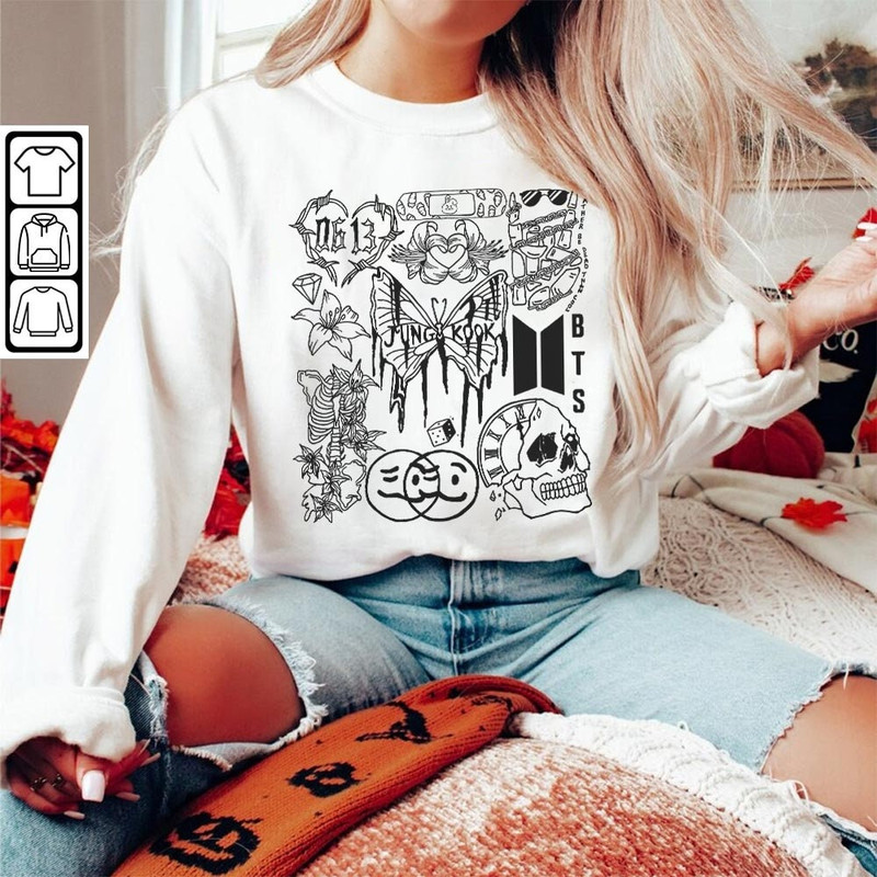 Jung Kook BTS Kpop Doodle Art Shirt, Vintage Jung Kook Merch Tee Graphic Tattoo Albums Lyric Sweatshirt, Retro BTS Tour 2023 DA1706DT - 5.jpg