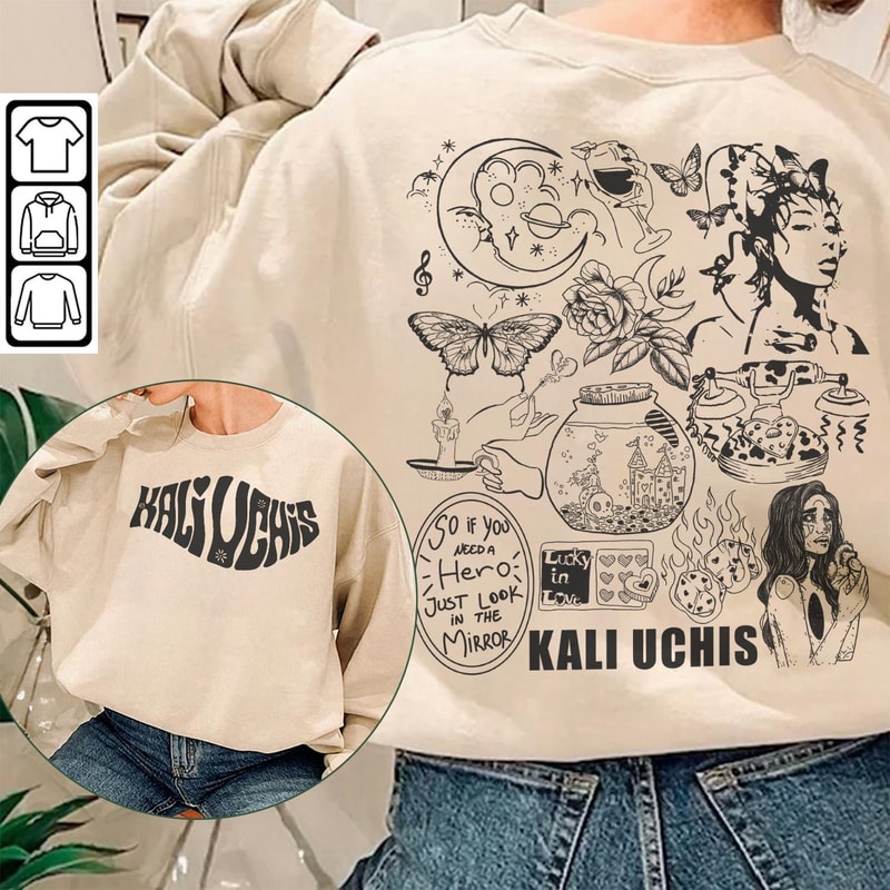 Kali Uchis Doodle Art Shirt, 2 Side Vintage Red Moon In Venus Merch Album Lyric Sweatshirt Hoodie, Retro Kali Uchis Tour 2023 DA1505DT - 1.jpg