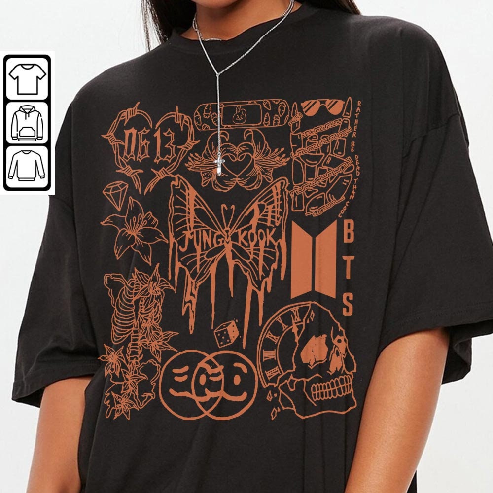 Jung Kook BTS Kpop Doodle Art Shirt, Vintage Jung Kook Merch Tee Graphic Tattoo Albums Lyric Sweatshirt, Retro BTS Tour 2023 DA1706DT V1 - 3.jpg