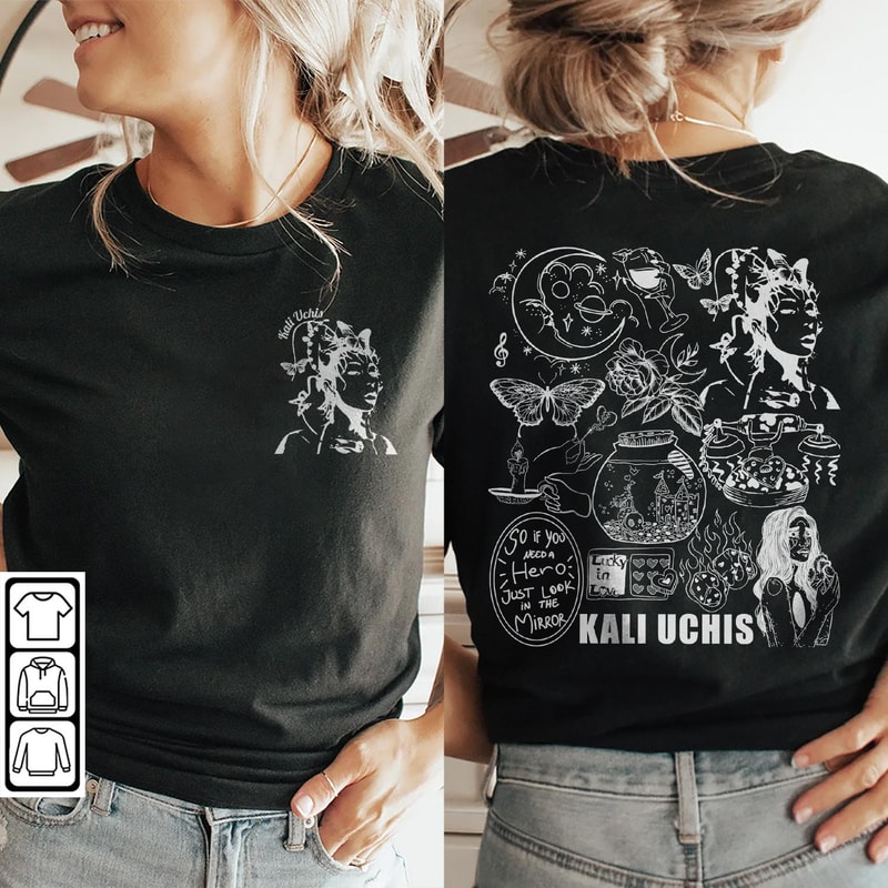 Kali Uchis Doodle Art Shirt, 2 Side Vintage Red Moon In Venus Merch Album Lyrics Sweatshirt, Retro Kali Uchis Tour 2023 Tattoo DA1505DT - 2.jpg
