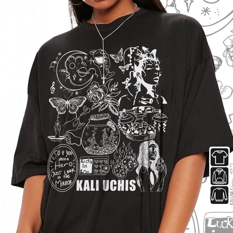 Kali Uchis Doodle Art Shirt, Vintage Red Moon In Venus Merch Album Lyrics Sweatshirt Hoodie, Retro Kali Uchis Tour 2023 Tattoo DA2704DT - 1.jpg