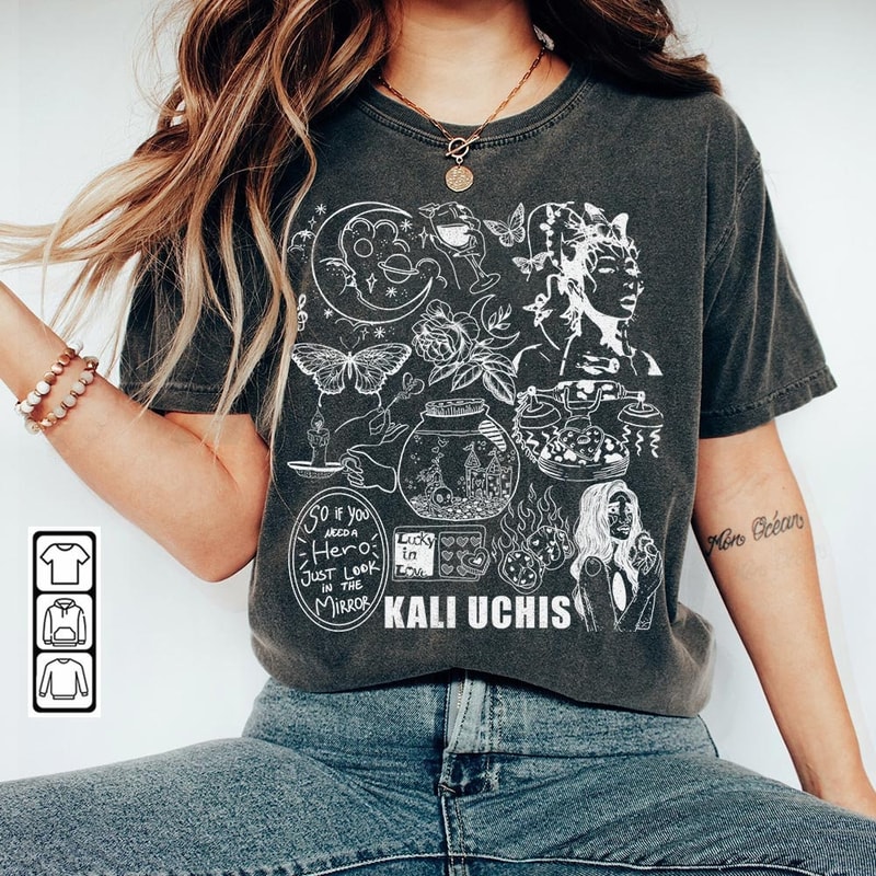 Kali Uchis Doodle Art Shirt, Vintage Red Moon In Venus Merch Album Lyrics Sweatshirt Hoodie, Retro Kali Uchis Tour 2023 Tattoo DA2704DT - 3.jpg