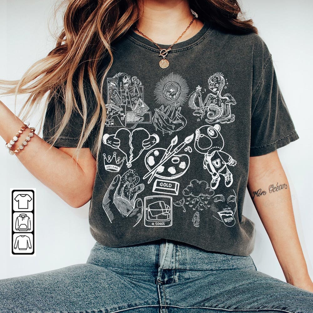Kanye West Doodle Art Shirt, Vintage Merch Jesus Is King Lyrics Song Sweatshirt Hoodie, Kanye West Yeezy Rap DA2604DT - 1.jpg