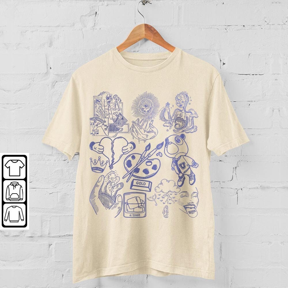 Kanye West Doodle Art Shirt, Vintage Merch Jesus Is King Lyrics Song Sweatshirt Hoodie, Kanye West Tour 2023 Yeezy Rap DA1205DT - 4.jpg