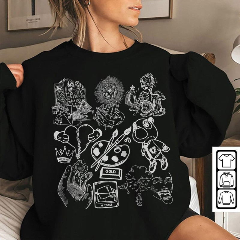 Kanye West Doodle Art Shirt, Vintage Merch Jesus Is King Lyrics Song Sweatshirt Hoodie, Kanye West Yeezy Rap DA2604DT - 5.jpg