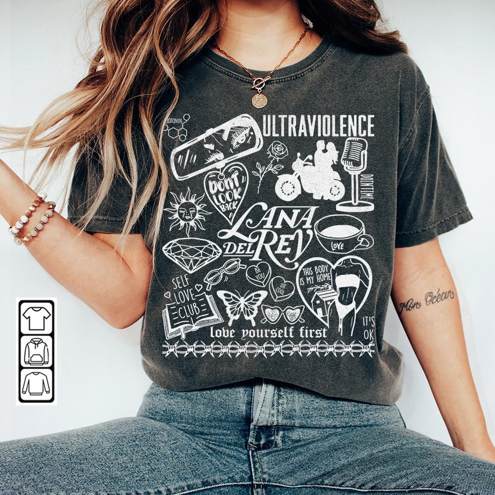 Lana Del Rey Doodle Art Shirt, Vintage Lana Del Rey Merch Lyric Sweatshirt Hoodie, Retro Lana Del Rey Tattoo Tour DA1805DT - 2.jpg