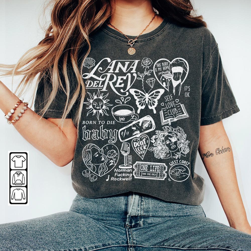 Lana Del Rey Doodle Art Shirt, Vintage Lana Del Rey Merch Lyrics Sweatshirt Hoodie, Retro Lana Del Rey Tattoo Tour Art DA1805DT - 2.jpg