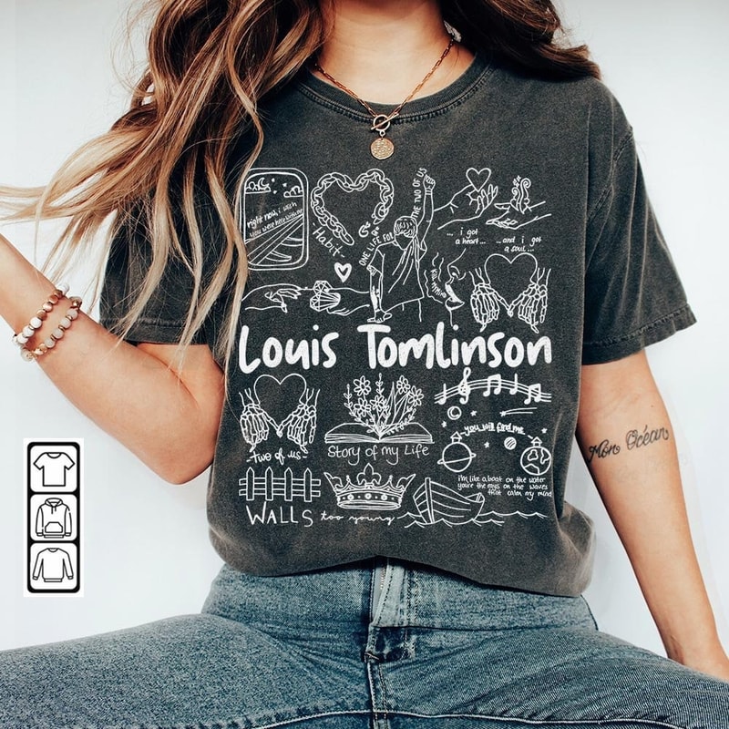 Louis Tomlinson Doodle Art Shirt, Vintage Louis Tomlinson Walls Album Lyric Art Tattoo Sweatshirt Hoodie Louis Tomlinson Tour 2023 DA2405DT - 1.jpg
