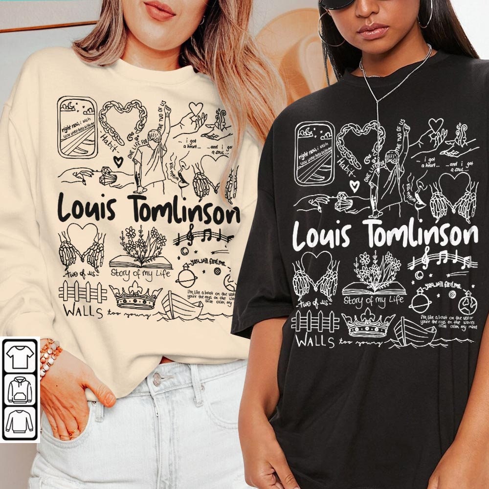 Louis Tomlinson Doodle Art Shirt, Vintage Louis Tomlinson Walls Album Lyric Art Tattoo Sweatshirt Hoodie Louis Tomlinson Tour 2023 DA2405DT - 2.jpg