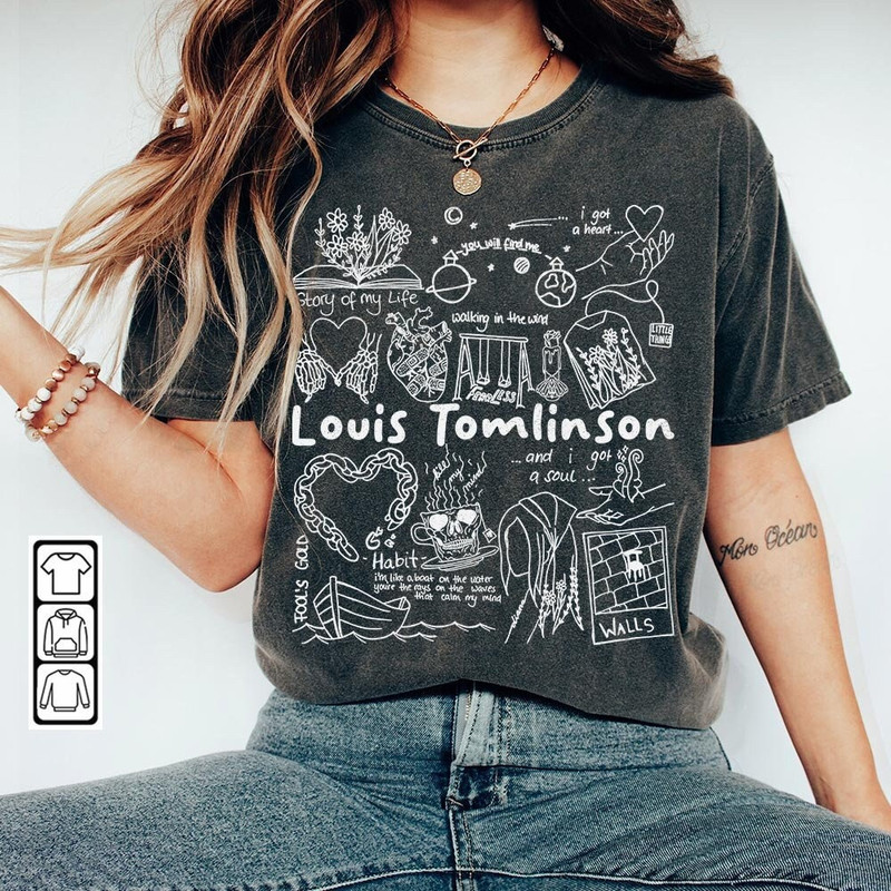 Louis Tomlinson Doodle Art Shirt, Vintage Louis Tomlinson Walls Album Lyric Art Tattoo Sweatshirt Hoodie Louis Tomlinson Tour DA2405DT - 1.jpg