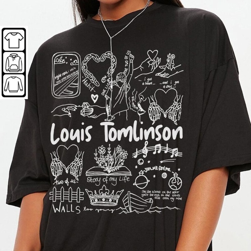 Louis Tomlinson Doodle Art Shirt, Vintage Louis Tomlinson Walls Album Lyric Art Tattoo Sweatshirt Hoodie Louis Tomlinson Tour 2023 DA2405DT - 3.jpg