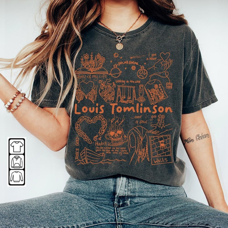 Louis Tomlinson Doodle Art Shirt, Vintage Louis Tomlinson Walls Album Lyric Art Tattoo Sweatshirt Hoodie Louis Tomlinson Tour V1 DA2405DT - 1.jpg