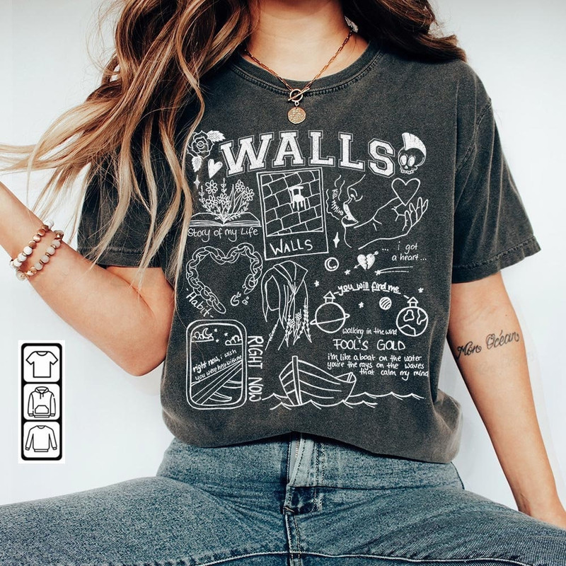 Louis Tomlinson Doodle Art Shirt, Vintage Louis Tomlinson Walls Album Lyric Tattoo Sweatshirt Hoodie Louis Tomlinson Tour Concert DA2405DT - 1.jpg