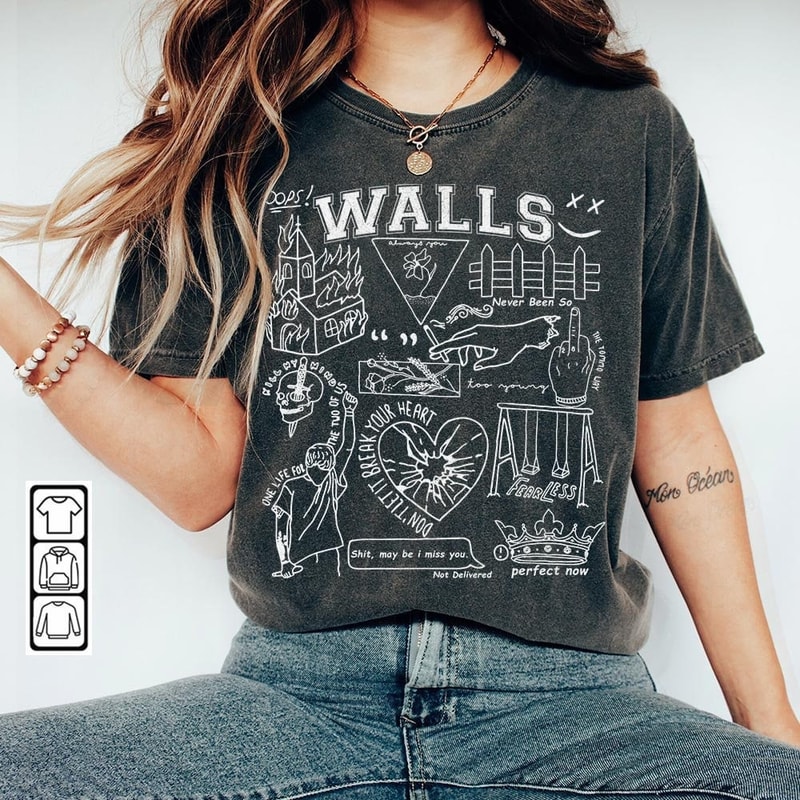 Louis Tomlinson Doodle Art Shirt, Vintage Louis Tomlinson Walls Album Lyrics Tattoo Sweatshirt Hoodie Louis Tomlinson Tour DA2405DT - 1.jpg