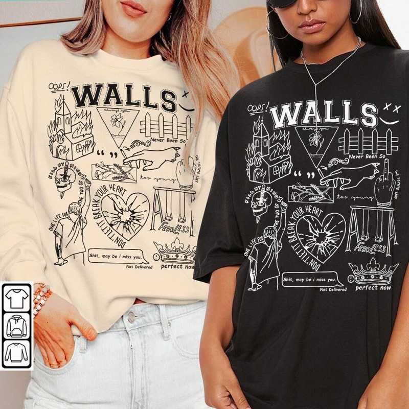 Louis Tomlinson Doodle Art Shirt, Vintage Louis Tomlinson Walls Album Lyrics Tattoo Sweatshirt Hoodie Louis Tomlinson Tour DA2405DT - 2.jpg