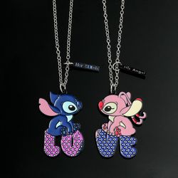 Bff Necklace Disney Lilo and Stitch Best Friend Necklace for 2 Friends Heart Pendant Accessories Kids Jewellery