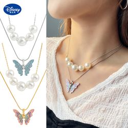 Disney Barbie Fairytopia Mermaidia Enamel Butterfly Pendant Necklace Thai Pop Imitation Pearl Multilayer Jewelry