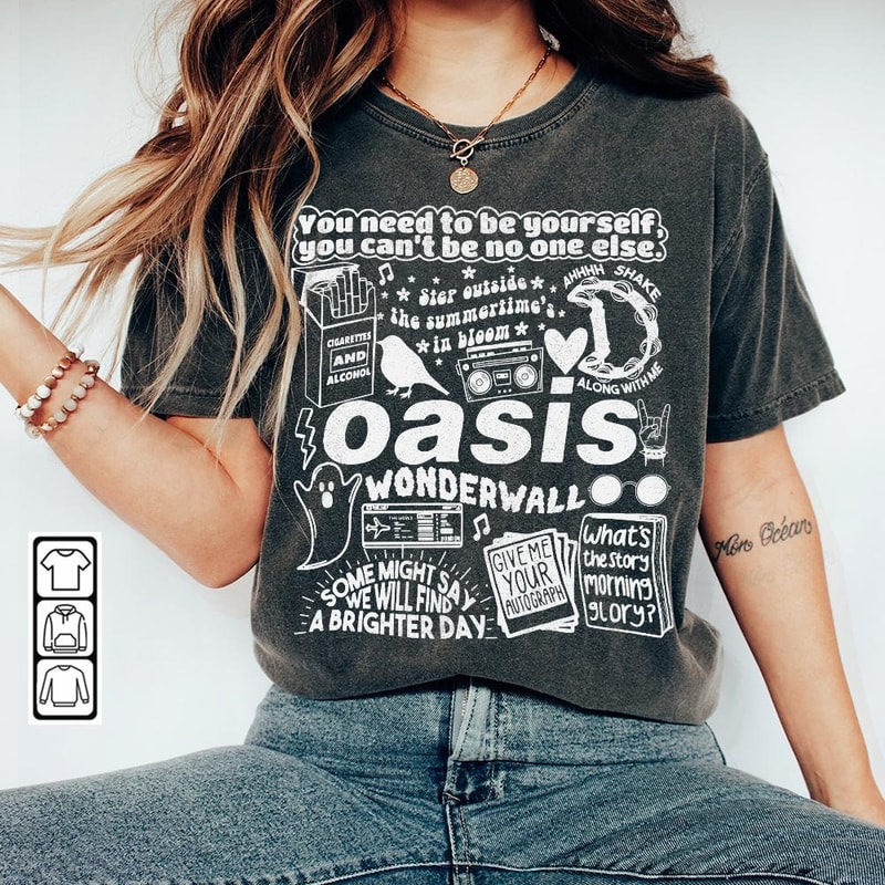 Oasis Doodle Art Shirt, Vintage Oasis Album Lyric Merch Tee Sweatshirt Hoodie, Retro Oasis Tattoo Tour 2023 DA0505DT - 1.jpg