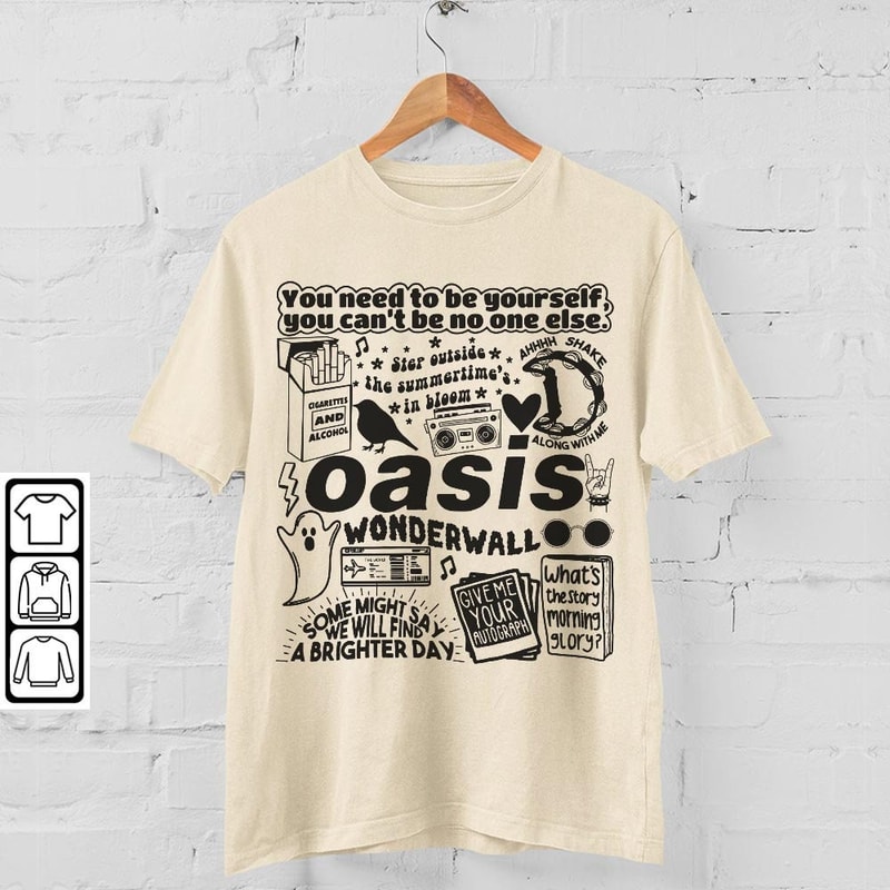 Oasis Doodle Art Shirt, Vintage Oasis Album Lyric Merch Tee Sweatshirt Hoodie, Retro Oasis Tattoo Tour 2023 DA0505DT - 4.jpg