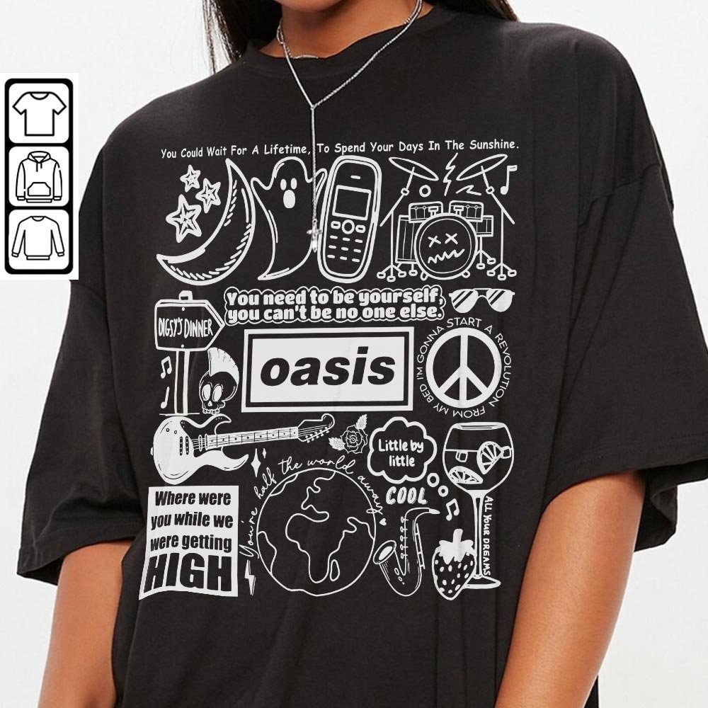 Oasis Doodle Art Shirt, Vintage Oasis Album Lyrics Merch Tee Sweatshirt Hoodie, Retro Oasis Tattoo Tour 2023 DA0505DT - 3.jpg