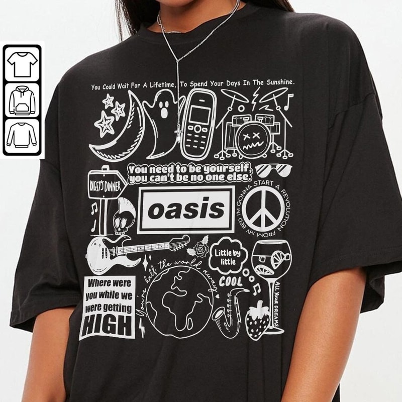 Oasis Doodle Art Shirt, Vintage Oasis Album Lyrics Merch Tee Sweatshirt Hoodie, Retro Oasis Tattoo Tour 2023 DA0505DT - 3.jpg