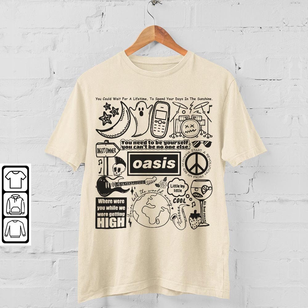 Oasis Doodle Art Shirt, Vintage Oasis Album Lyrics Merch Tee Sweatshirt Hoodie, Retro Oasis Tattoo Tour 2023 DA0505DT - 4.jpg